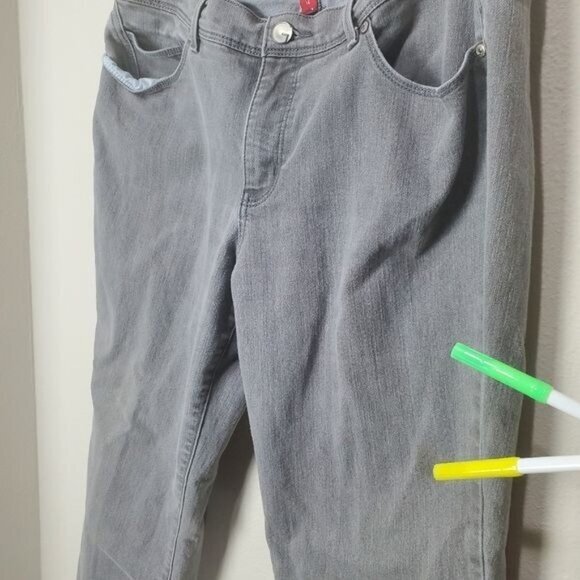 GLO GLORIA VANDERBILT Womens Jeans SZ 14S Tara Curvy Gray High Rise Straight Leg - Picture 4 of 12